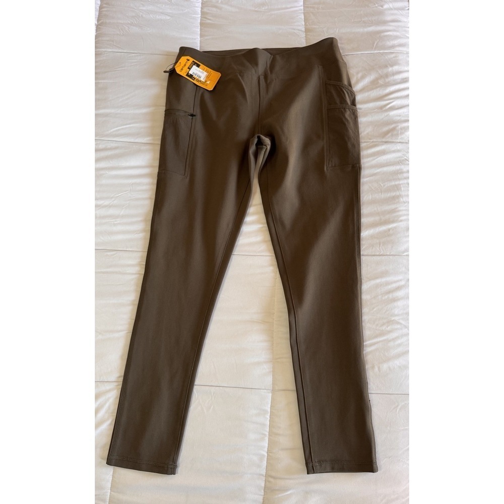 New Carhartt Womens Force Fitted Sz Large Regular Utility Leggings Olive Green